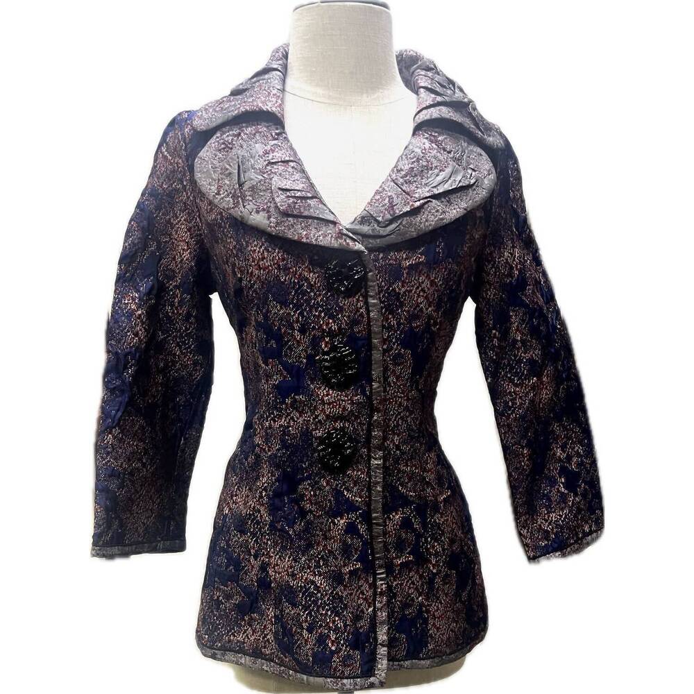 NEW AN REN puff collar jacket in 786bl/rd